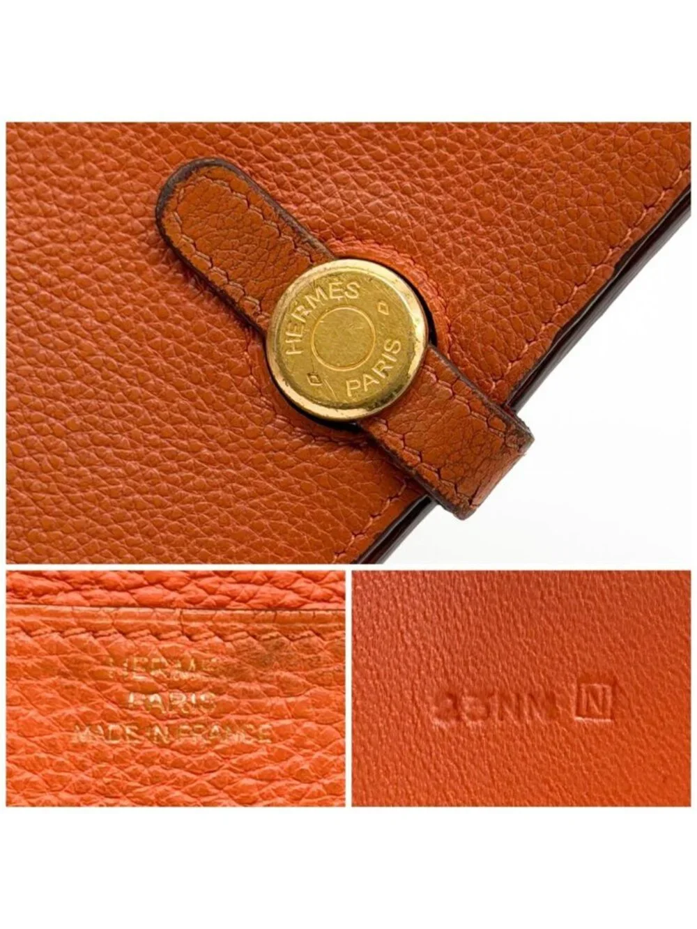 Hermes Dogon GM Duo Taurillon Clemence Orange Bifold Wallet